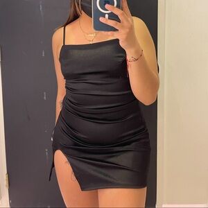 Black silk mini dress